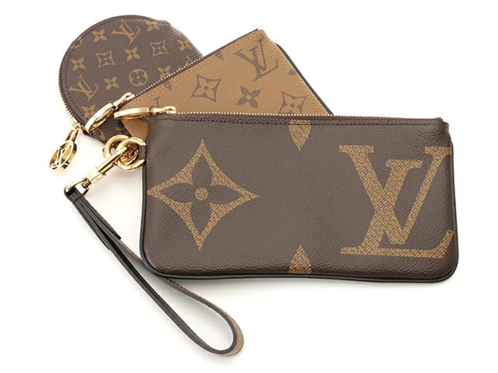 LOUIS VUITTON Clutch Bag coin case Wallet Pochette Trio Pouch Clutch Monogram AH